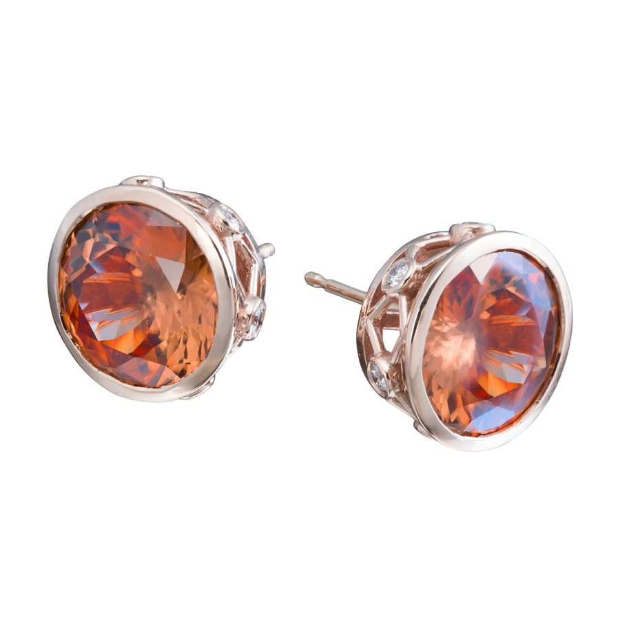 Chocolate Zircon Earrings with Diamond Accents Designer Earrings by Christopher Duquet