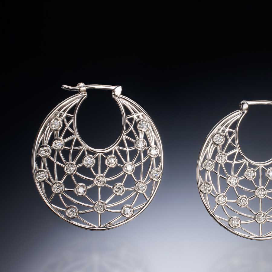 Diamond Gypsy Hoops Designer Earrings by Christopher Duquet