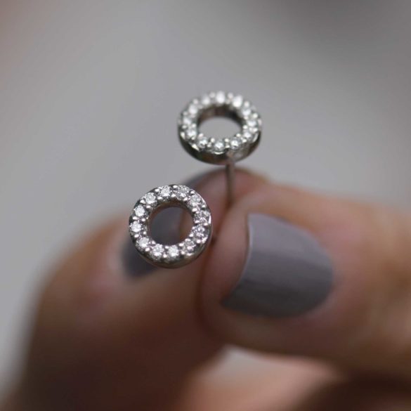 Open Circle Diamond Studs Close Up