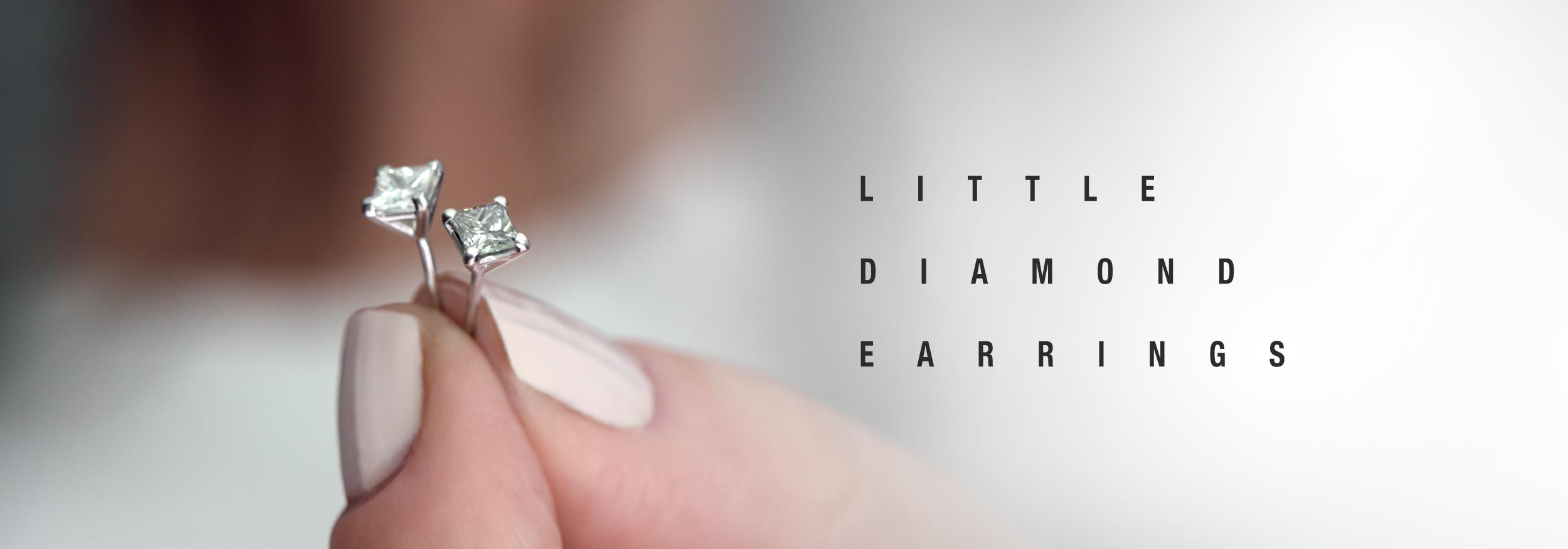 Little Diamond Earrings | Princess Cut Diamond Studs Martini Setting