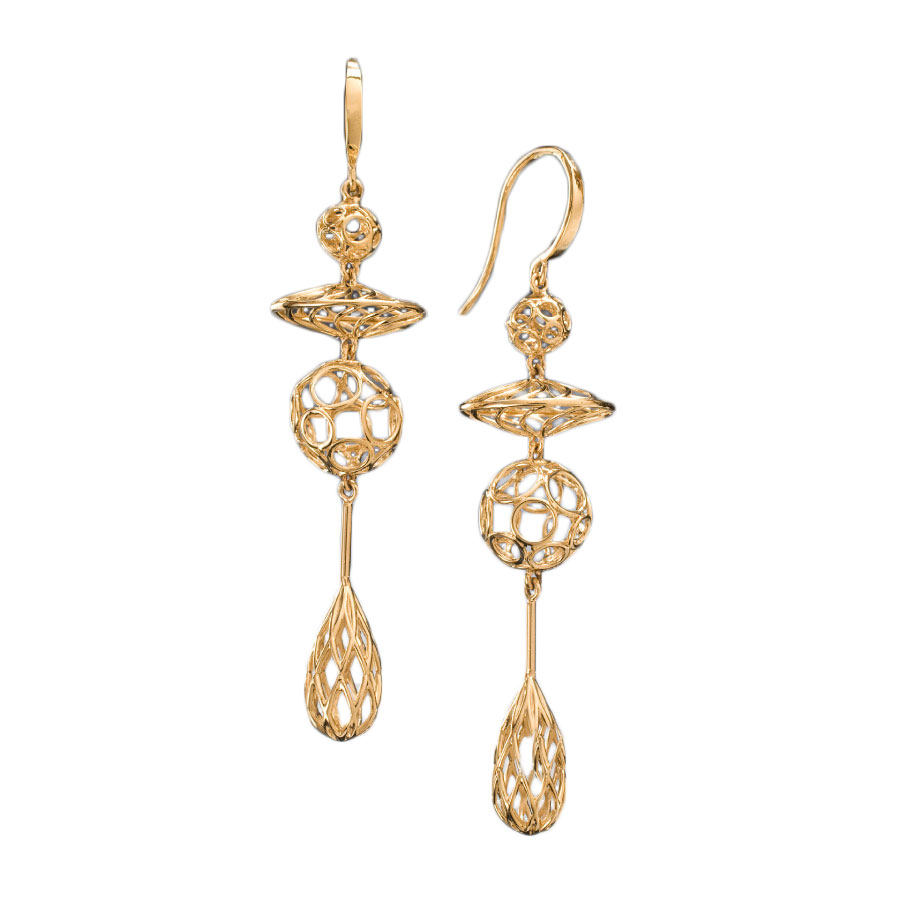 Fabrique Yellow Gold Drop Earrings Collection by Christopher Duquet background