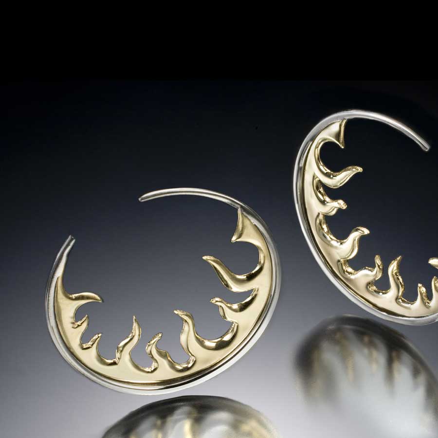 Flame Hoops Designer Earrings by Christopher Duquet