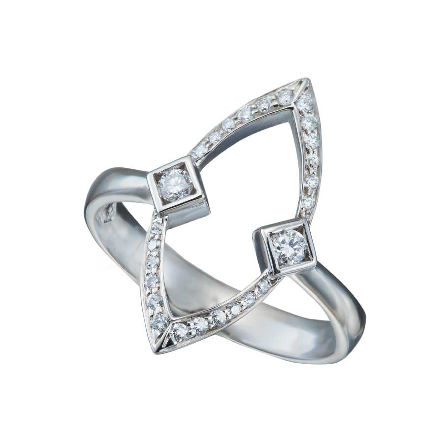 Navette Shaped Diamond Pave Ring Christopher Duquet Evanston