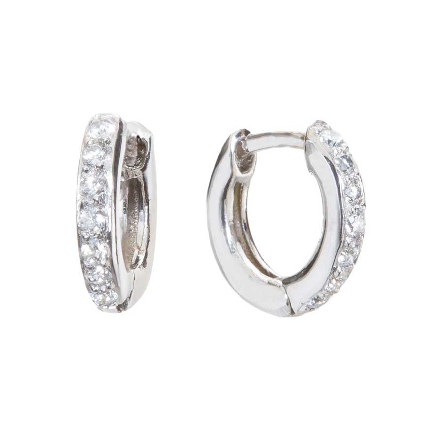 Pave Set Diamond Hoops Designer Earrings by Christopher Duquet