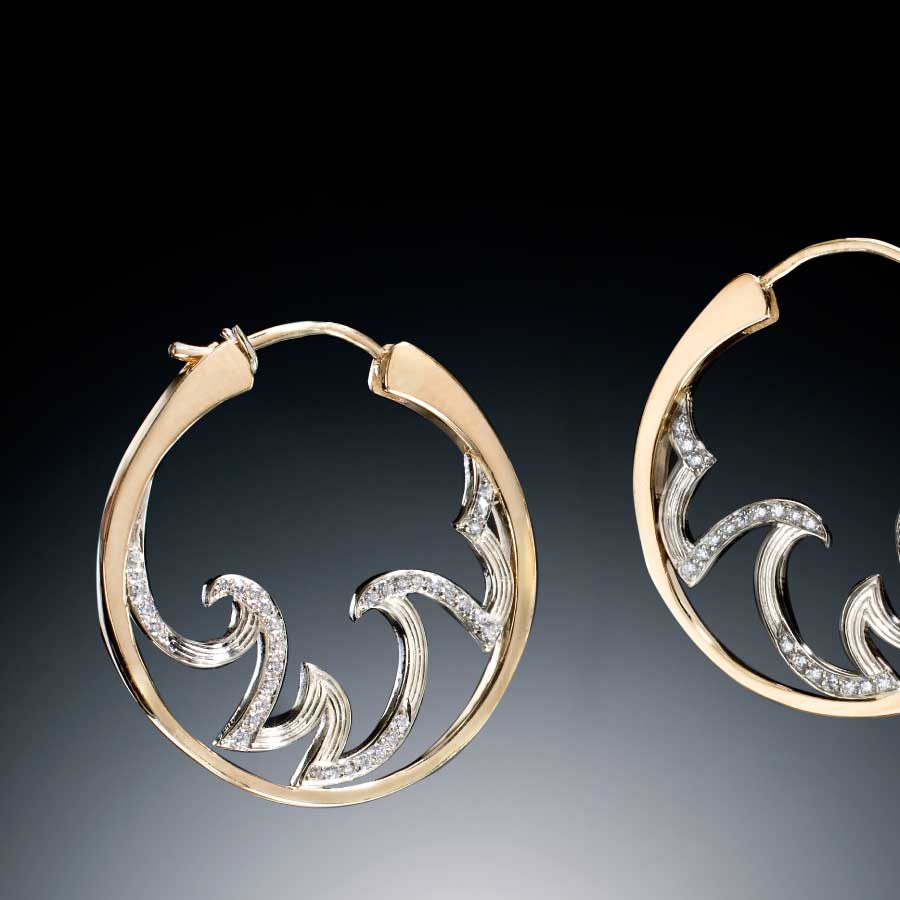 Wave Hoops Designer Earrings by Christopher Duquet