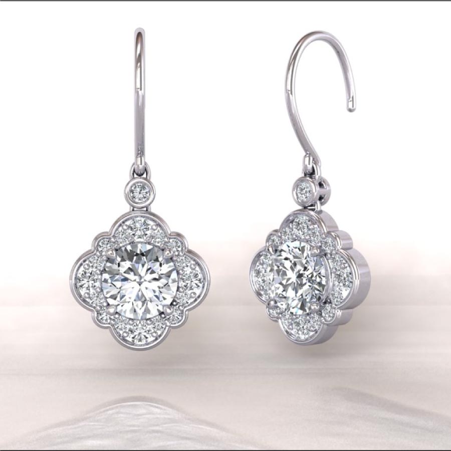 Custom Made Diamond Drop Earrings Christopher Duquet