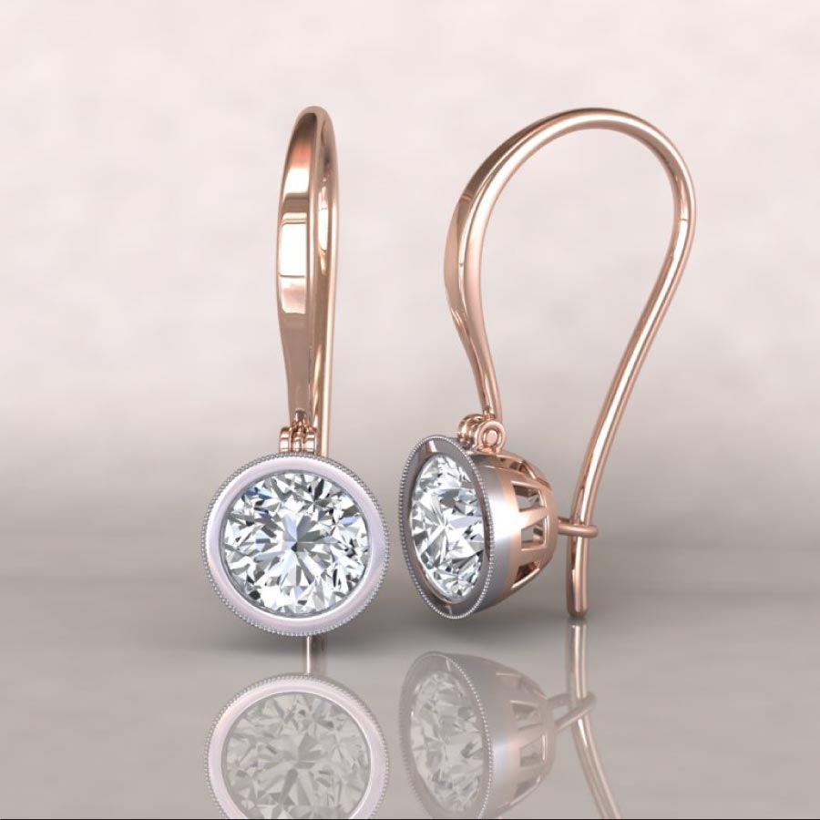 Custom Made Rose Gold and Diamond Earrings Christopher Duquet Evanston