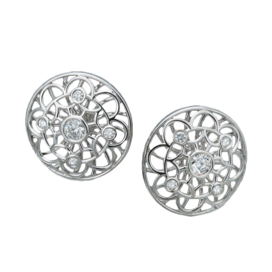 Scallop Wirework Diamond Earrings Christopher Duquet background