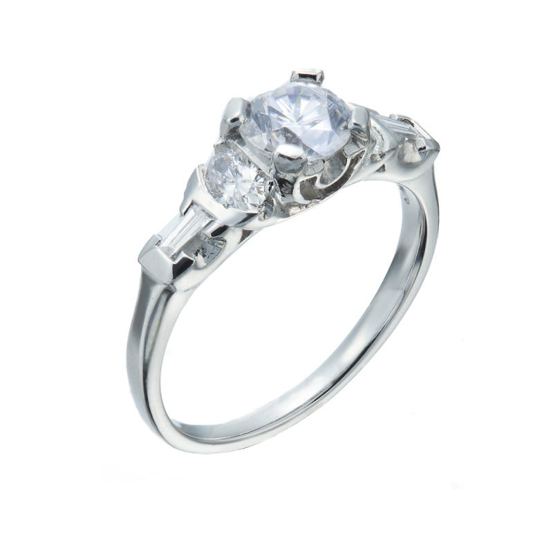 art deco redux collection christopher duquet round cut diamond ring with half moon setting accent