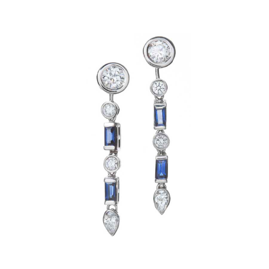 Diamond studs with Sapphire and Diamond Earring jackets Christopher Duquet Evanston 1 bg