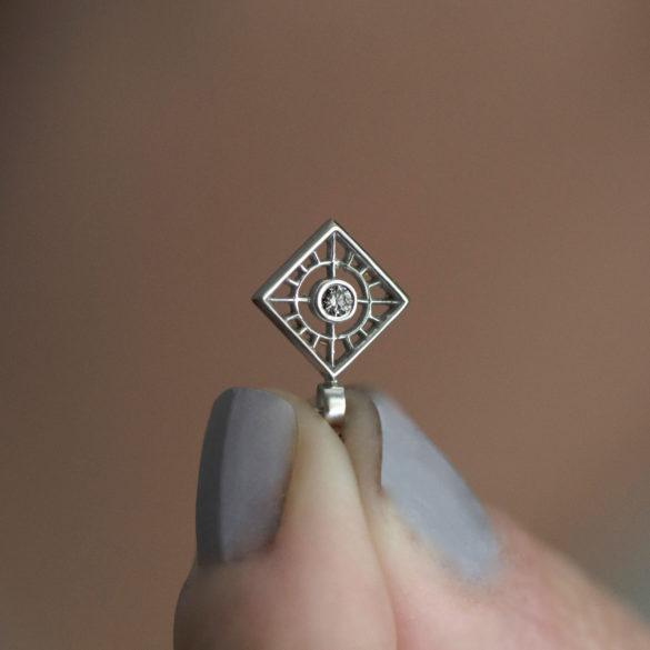 Mini Window Pane Diamond Art Deco Redux Necklace pendant close-up