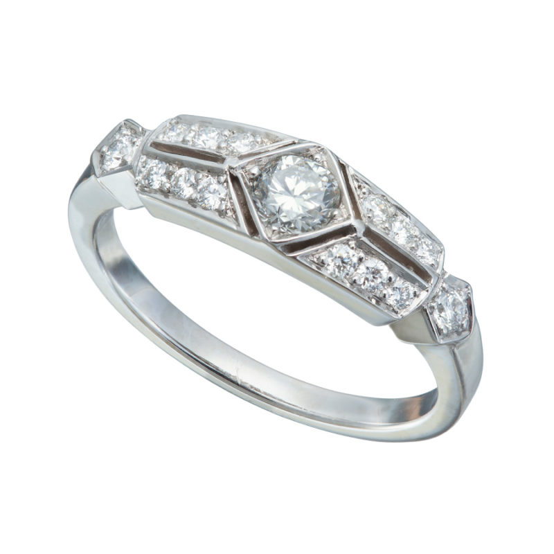 Art Deco Signet Style Diamond Ring Christopher Duquet Fine Jewelry Evanston op