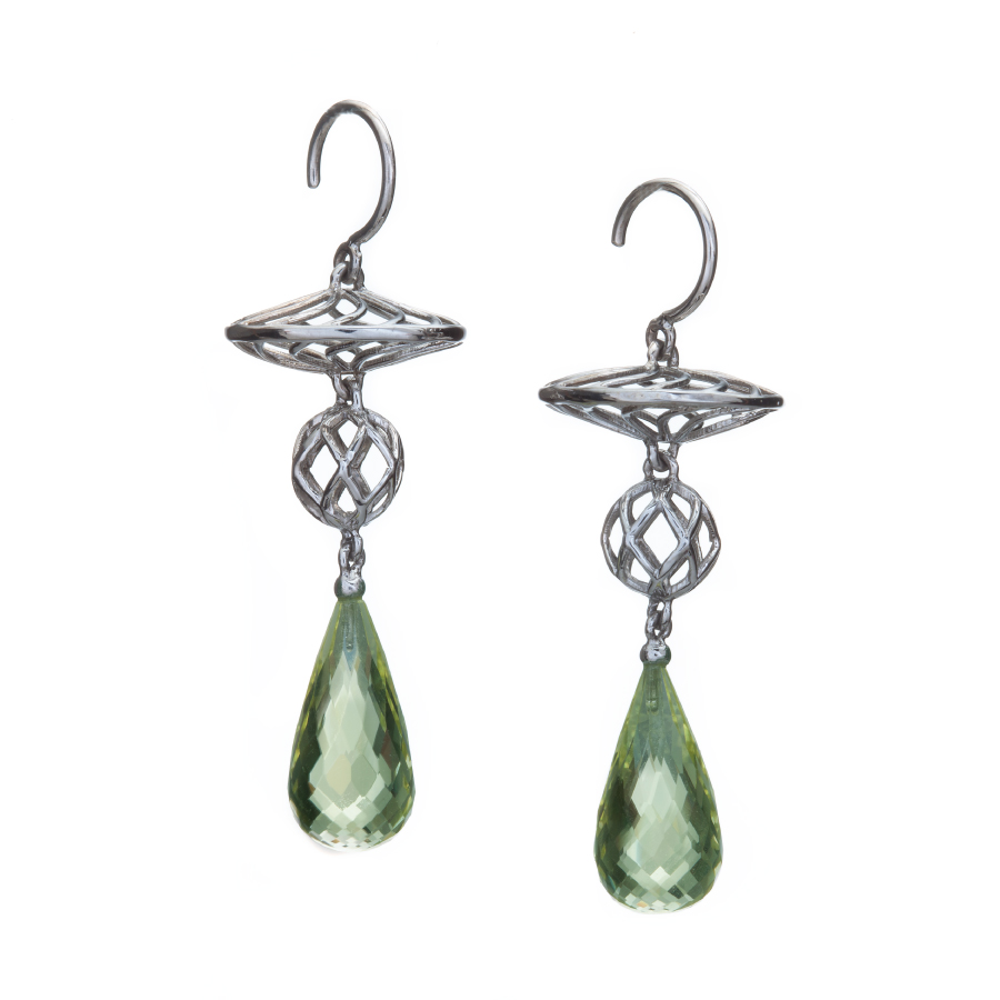 Lemon Yellow Beryl and 14K White Gold Earrings Christopher Duquet Fine Jewelry Evanston