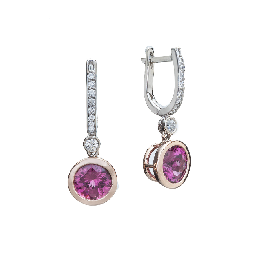 Rhodolite Garnet and Diamond Earrings Christopher Duquet Fine Jewelry Evanston