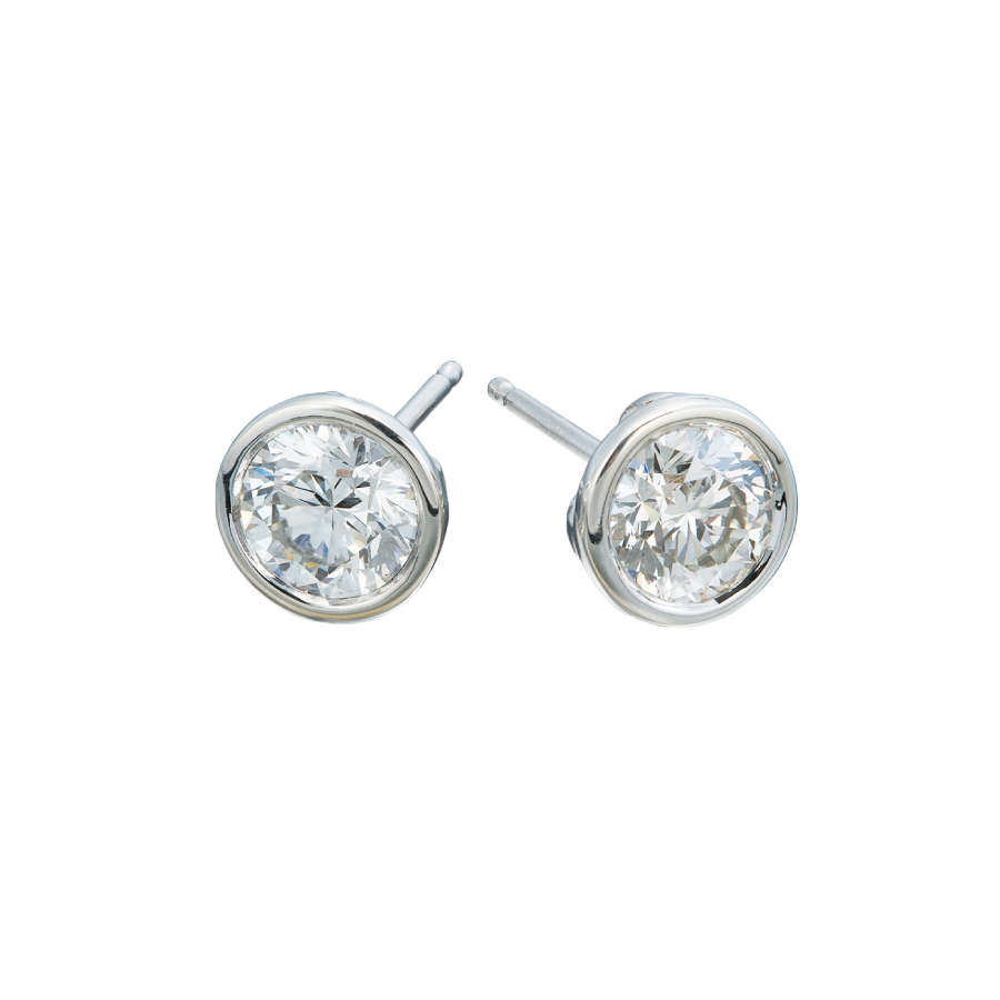 Bezel Set Diamond Stud Earrings Christopher Duquet Fine Jewelry Evanston