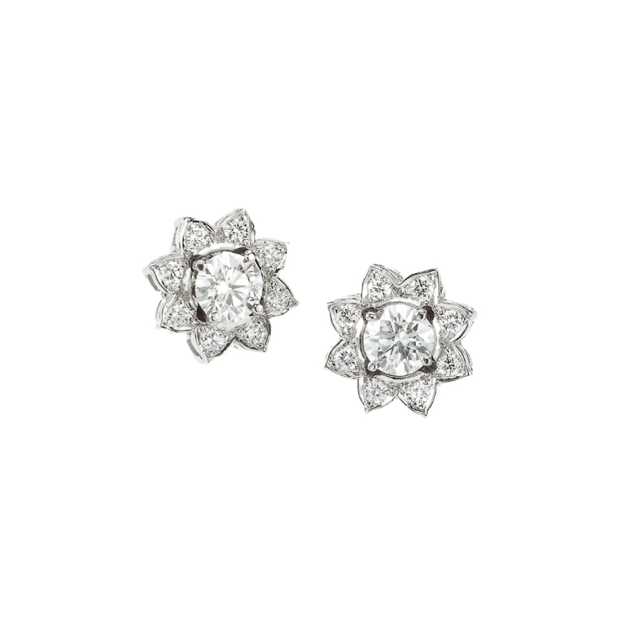 Diamond Pave Flower Earrings Christopher Duquet Fine Jewelry Evanston LDE