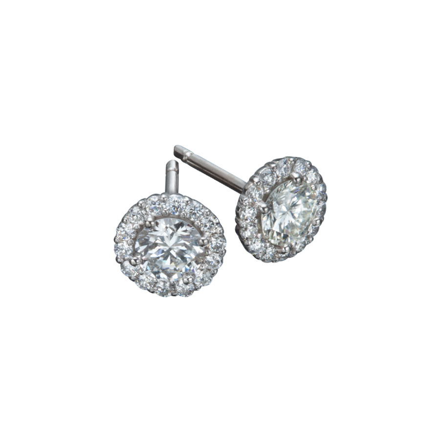Diamond studs with halo Designer Earrings by Christopher Duquet LDE