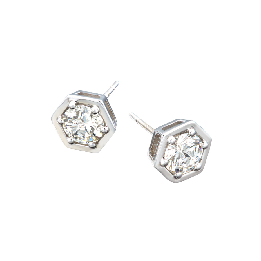 Octogon Diamond studs Designer Earrings by Christopher Duquet LDE