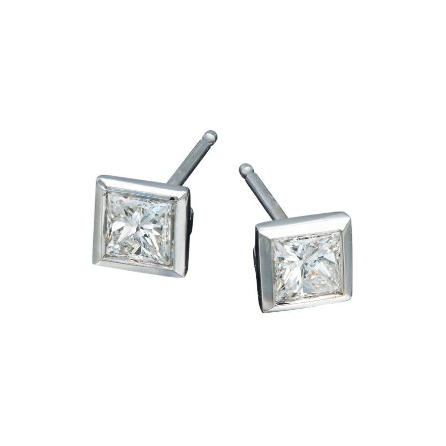 Princess Cut Diamond studs Designer Earrings by Christopher Duquet LDE