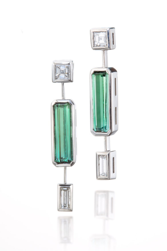 Tourmaline Diamond Earrings Christopher Duquet Custom Jewelry