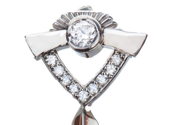 Chicago Inspired Jewelry, Art Deco Redux Diamond Pin by Christopher Duquet