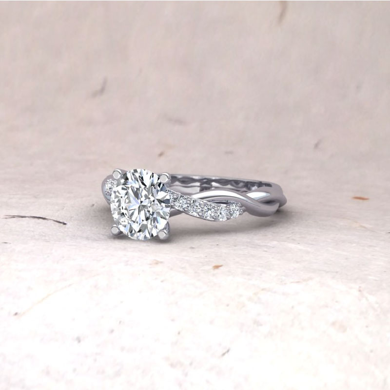 Diamond Engagement Ring with Diamond Accented twist band
