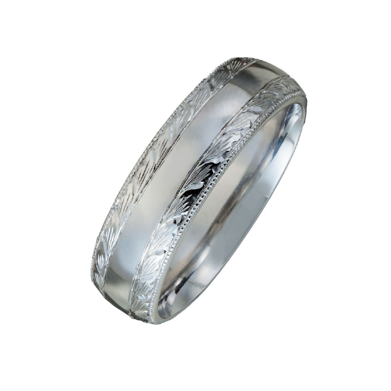 Gents Wedding Ring With Hand Engraved Borders by Christopher Duquet