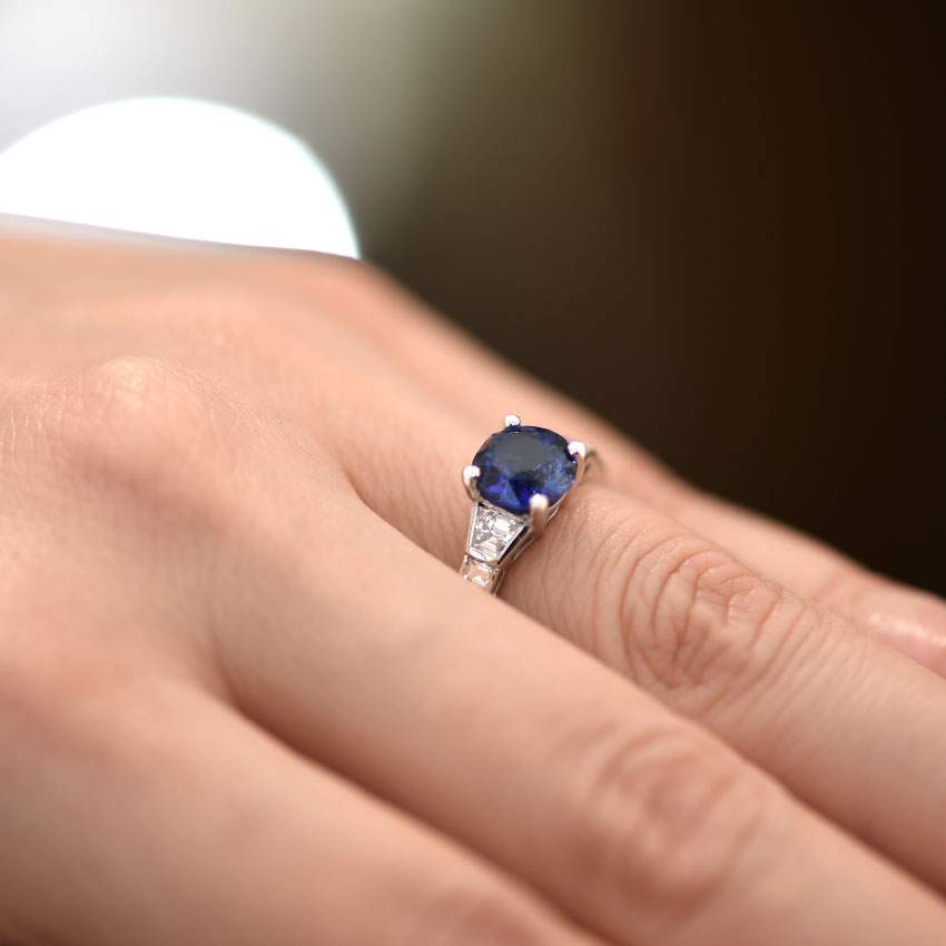 Art Deco Inspired Sapphire And Diamond Ring