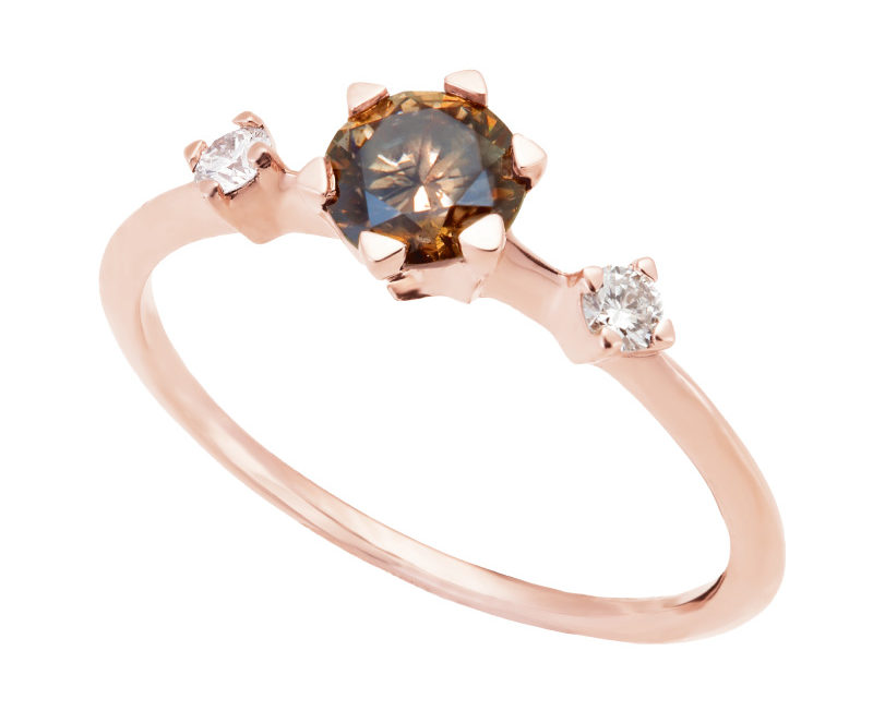 Chocolate Diamond Ring In Rose Gold Christopher Duquet Alternative Engagement Rings 800x663 