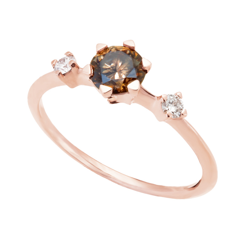 Chocolate Diamond Ring In Rose Gold