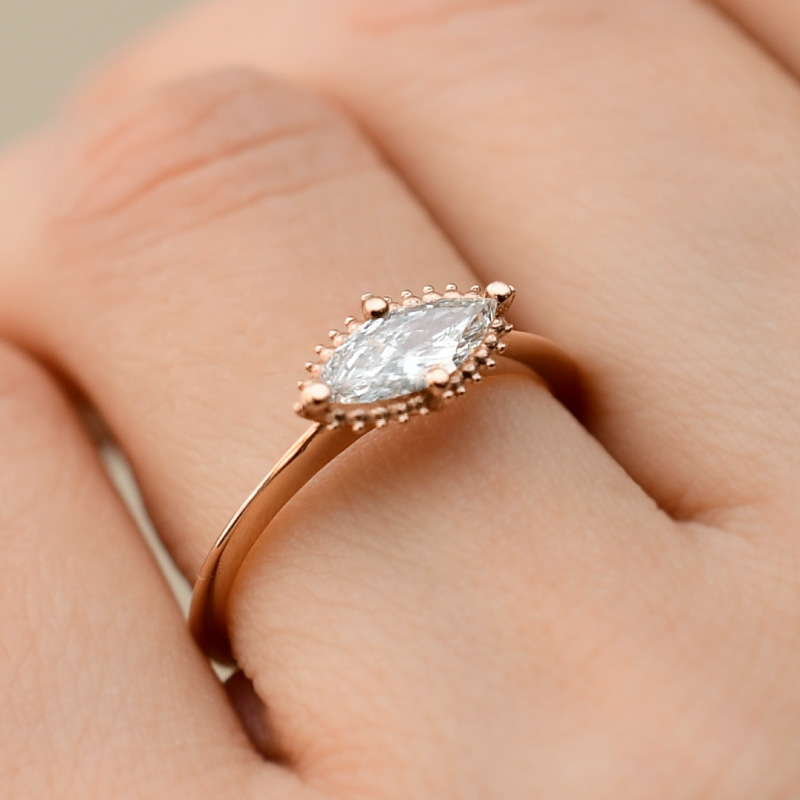 Diamond Marquise Ring In Rose Gold hand view