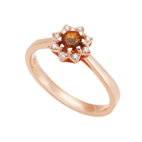 Golden Sapphire and Diamond Ring in Yellow Gold