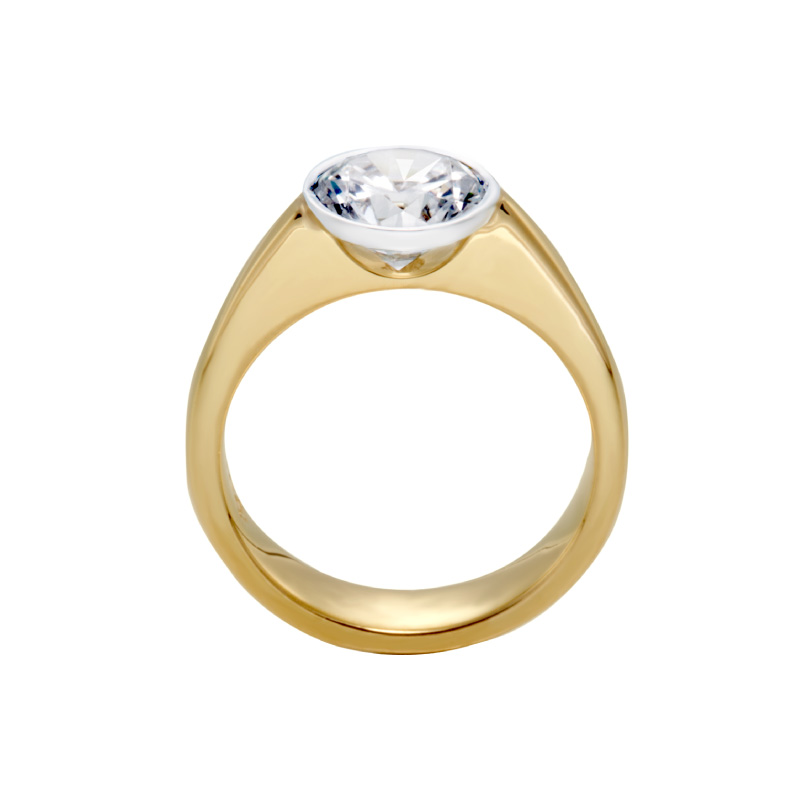 Bezel Platinum Setting Gold Diamond Solitaire Diamond Engagement Ring | Christopher Duquet Modern Engagement Ring Collection