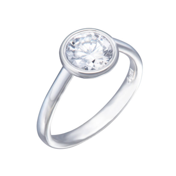 Bezel set diamond solitaire engagement ring