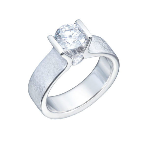 Channel Set Diamond Solitaire with Diamond Accent