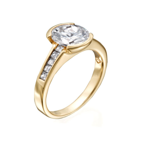 Round Diamond Engagement Ring with Channel Set Diamond Accents