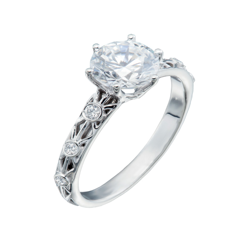 Platinum and Diamond Fabrique Diamond Solitaire Engagement Ring