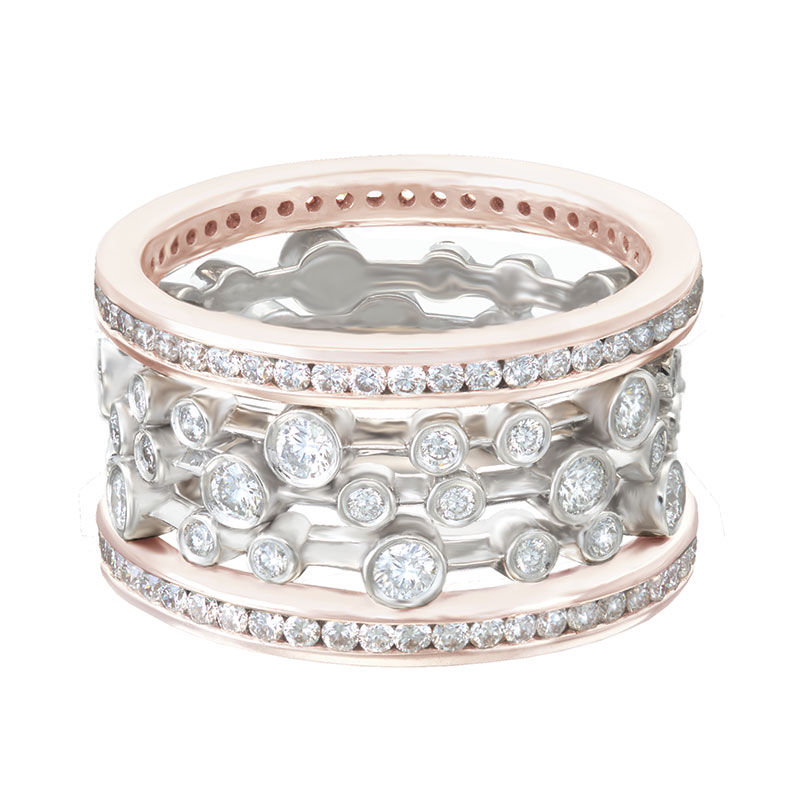 The Rose Gold Diamond Eternity Band Stack
