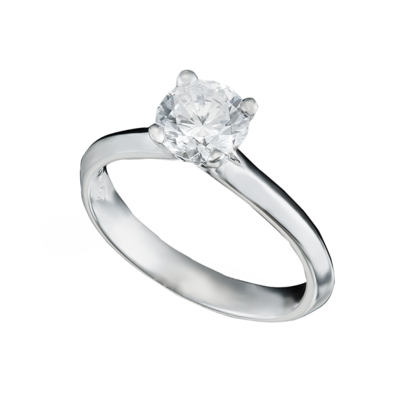 Diamond Solitaire Engagement Ring With Curvilinear Profile