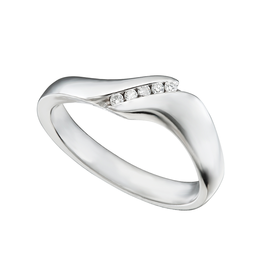 Lady’s “Wave” Wedding Ring With Diamonds