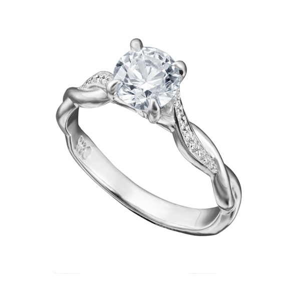 Twisted Vine Engagement Ring With Pave Set Diamonds