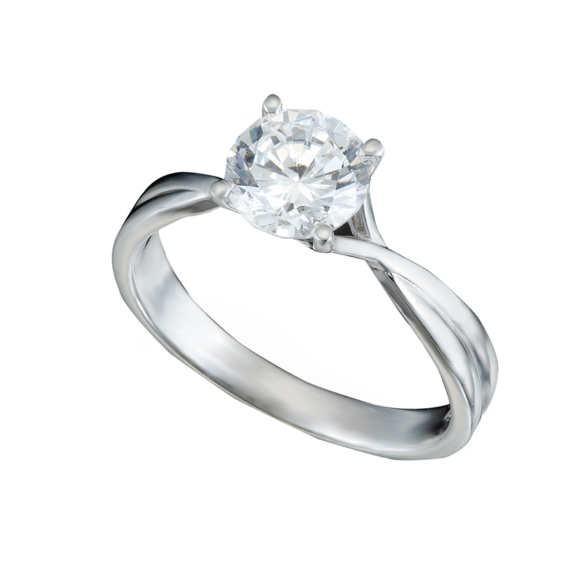 Soft Twisted Solitaire Diamond Engagement Ring