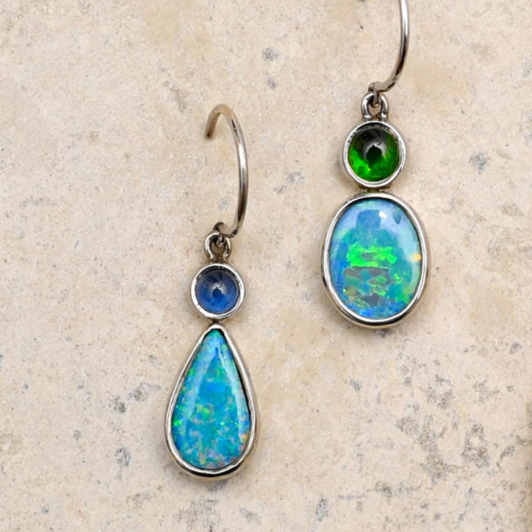 Blue and Green Opal Earrings