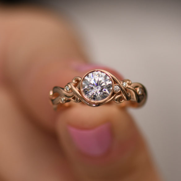 Rose Gold Diamond Tendril Engagement Ring