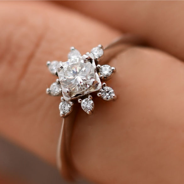 "Snowflake" Diamond Engagement Ring