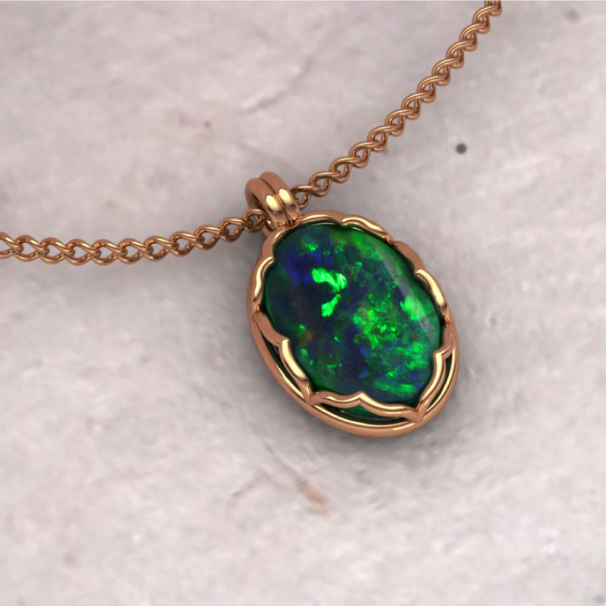 Gold Necklace with Green Opal