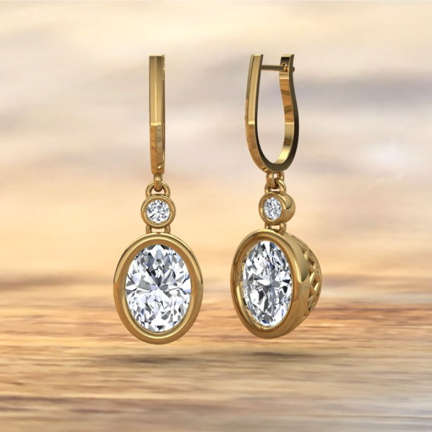 Gold Drop Diamond Earrings