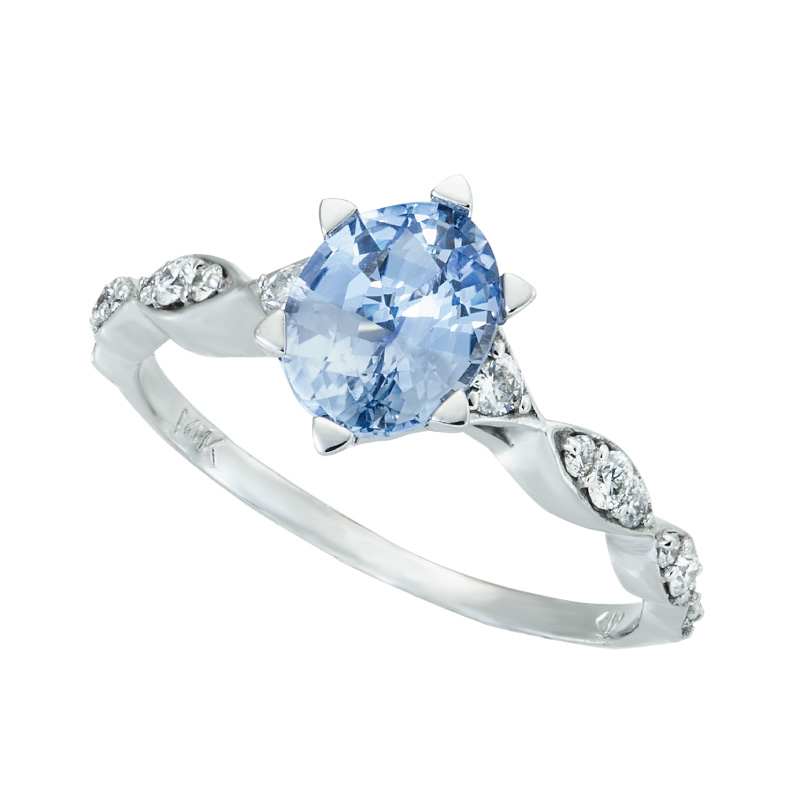 Blue Oval Sapphire Ultralight Alternative Engagement Ring