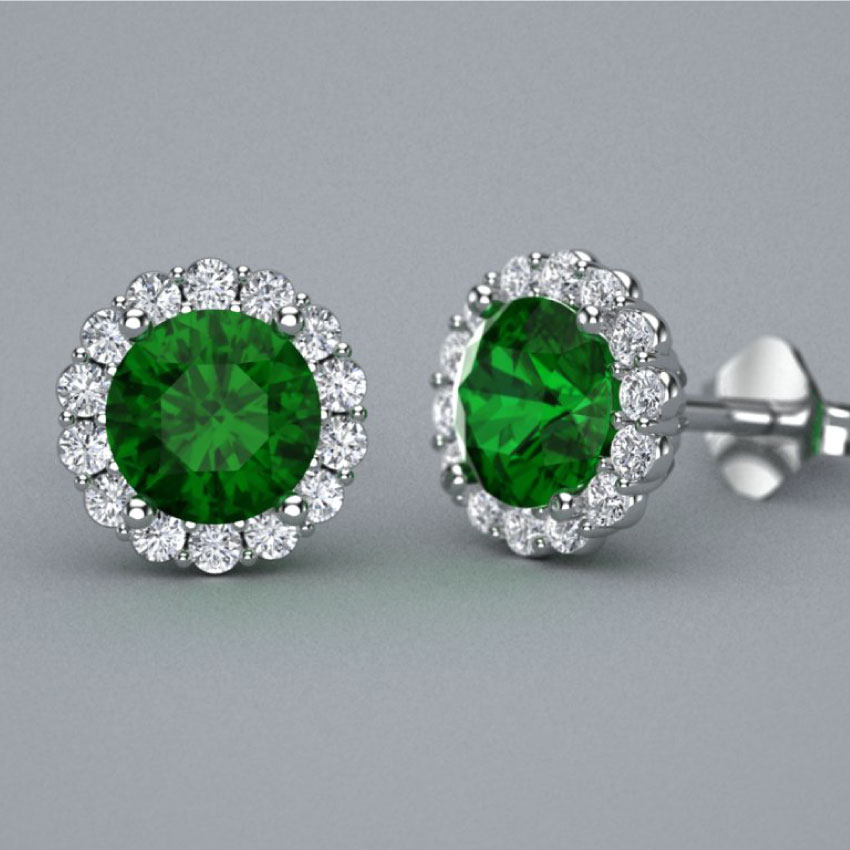 Custom Green Sapphires Stud Earrings
