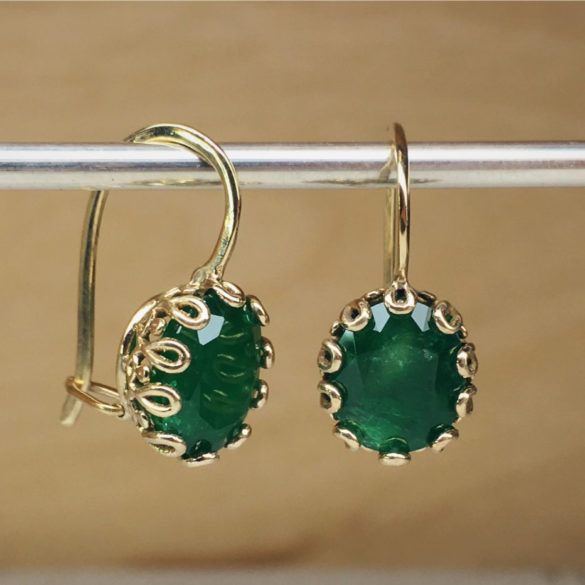 Oval Emeralds with Gold Wirework